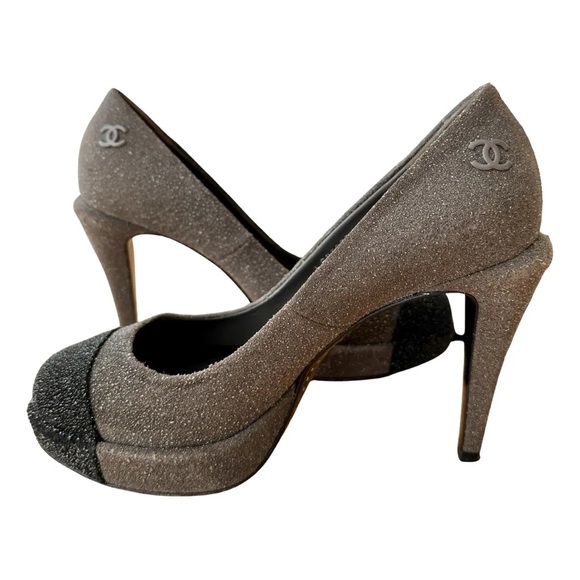 Chanel Escarpins glitter heels Pumps Brown size 7.5 NWT in box - Picture 1 of 10